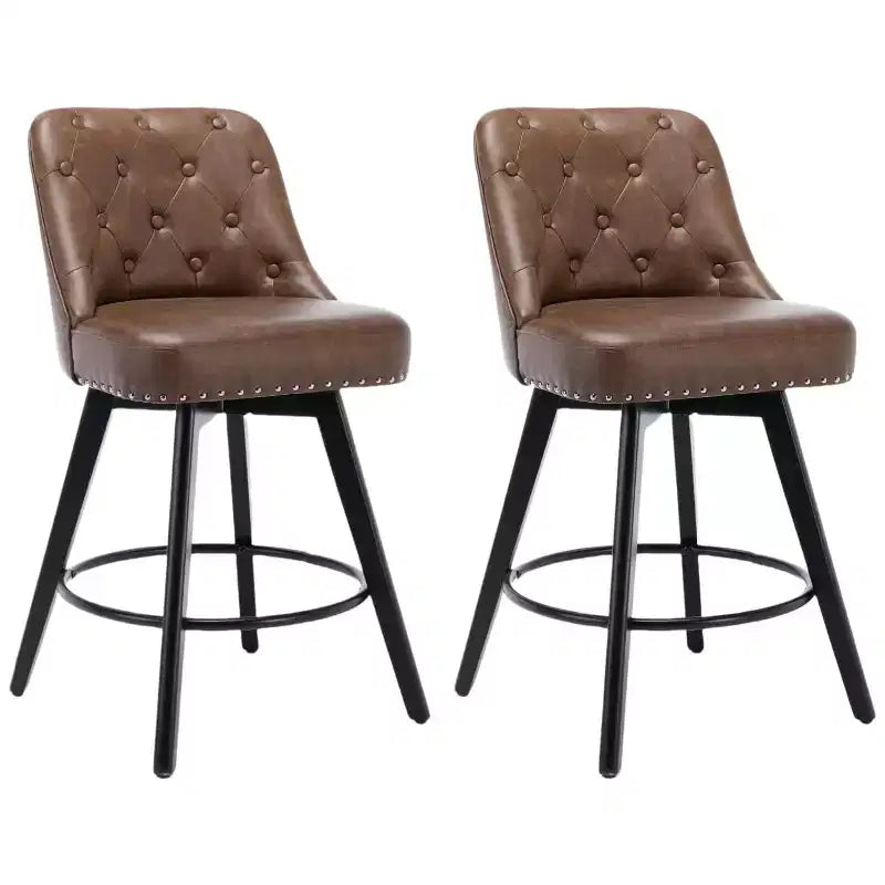 Juego de 2 taburetes de bar modernos giratorios, tapizados, reposapiés, respaldo y patas de metal, taburetes de bar de altura de encimera modernos para bar, isla de cocina