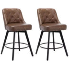 Juego de 2 taburetes de bar modernos giratorios, tapizados, reposapiés, respaldo y patas de metal, taburetes de bar de altura de encimera modernos para bar, isla de cocina