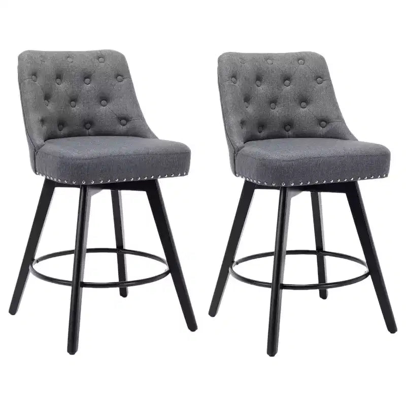 Juego de 2 taburetes de bar modernos giratorios, tapizados, reposapiés, respaldo y patas de metal, taburetes de bar de altura de encimera modernos para bar, isla de cocina