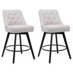 Juego de 2 taburetes de bar modernos giratorios, tapizados, reposapiés, respaldo y patas de metal, taburetes de bar de altura de encimera modernos para bar, isla de cocina
