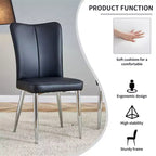 Juego de 4 sillas de comedor, sillas de comedor tapizadas modernas minimalistas con respaldo y patas de metal negras