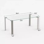 Mesa de comedor contemporánea de vidrio templado Luck Live con patas de acero inoxidable, mesa rectangular para 6-8 personas para comedor, sala de estar