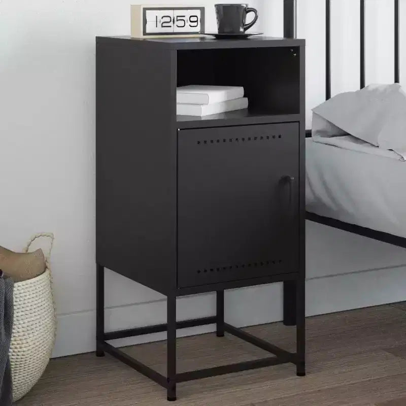 vidaXL Mesita de Noche Auxiliar Mueble de Dormitorio de Acero