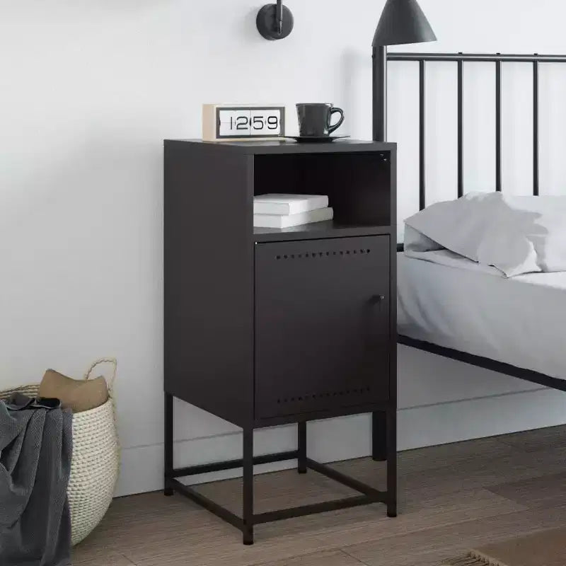 vidaXL Mesita de Noche Auxiliar Mueble de Dormitorio de Acero