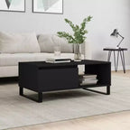 vidaXL Mesa de centro negra de madera contrachapada con almacenamiento medio