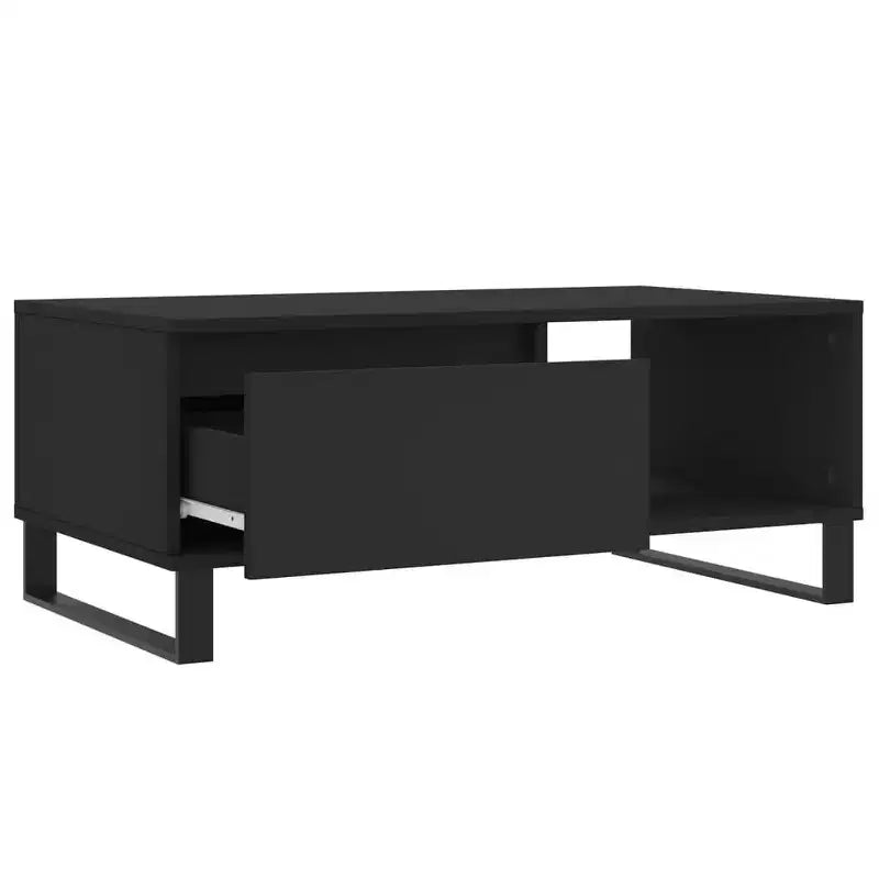 vidaXL Mesa de centro negra de madera contrachapada con almacenamiento medio