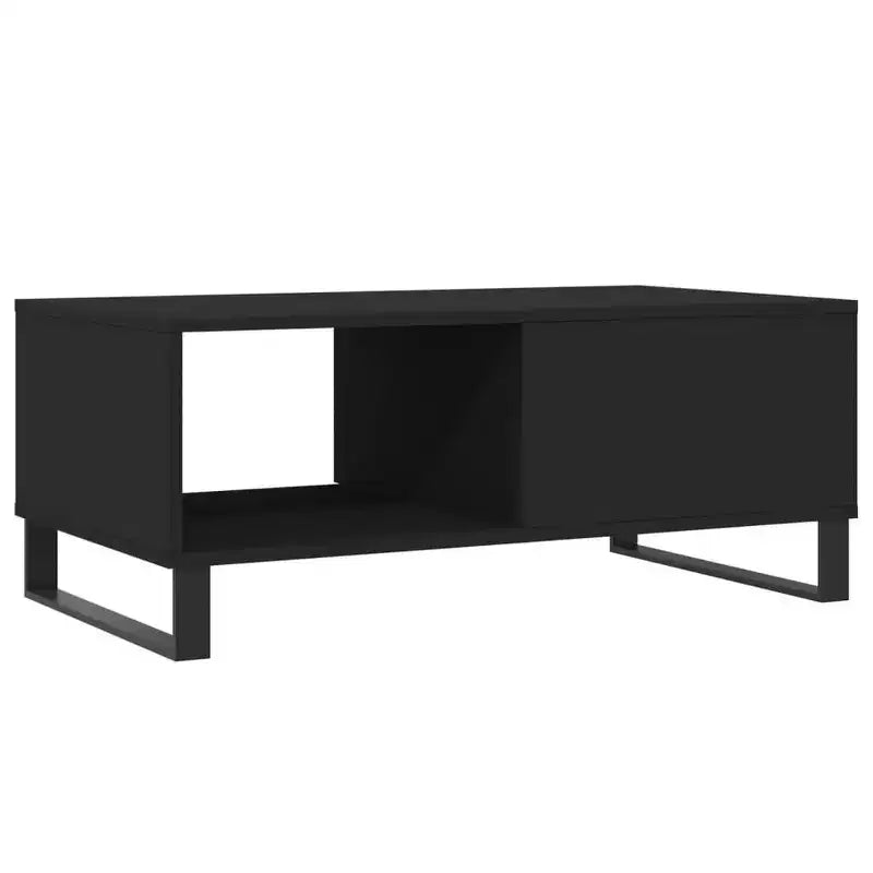 vidaXL Mesa de centro negra de madera contrachapada con almacenamiento medio