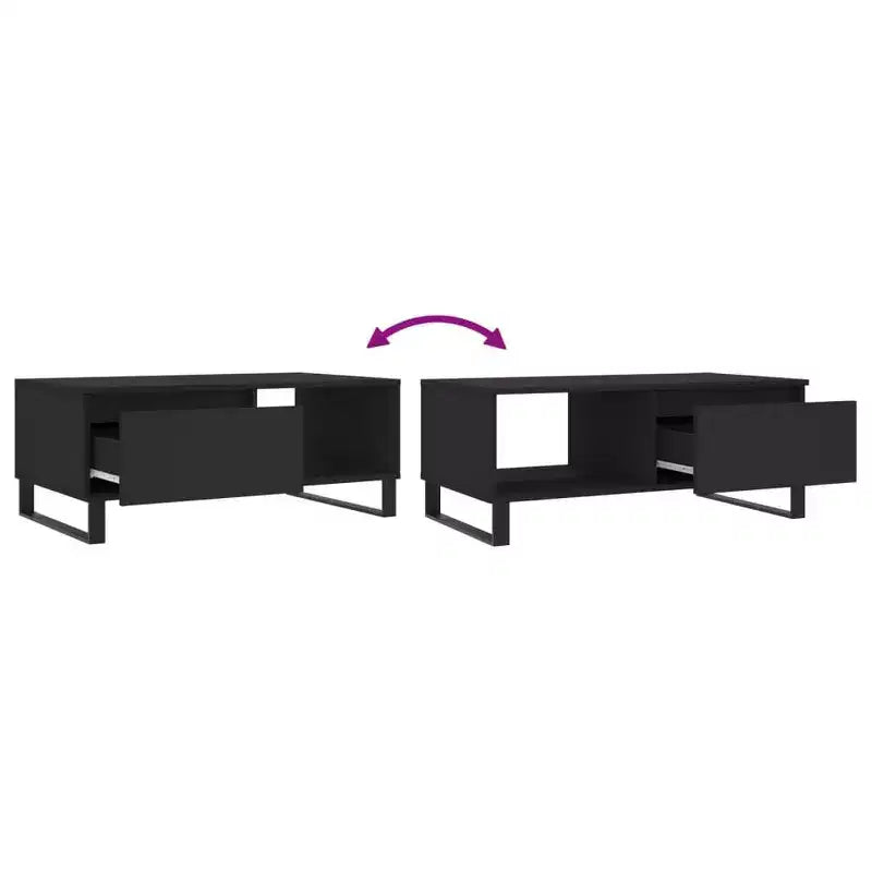 vidaXL Mesa de centro negra de madera contrachapada con almacenamiento medio