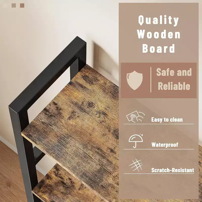 Estanterías de 4 niveles, librerías grandes de madera, estantes abiertos para salas de estar y dormitorios, muebles modernos con estructura de metal, color marrón.
