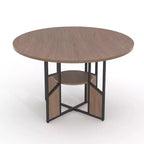 Mesa de comedor redonda para 4-6 personas - Mesa de cocina redonda de madera estilo casa de campo moderna con estante de almacenamiento, muebles de rincón de desayuno con encimera impermeable
