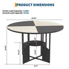 Mesa de comedor redonda para 4-6 personas - Mesa de cocina redonda de madera estilo casa de campo moderna con estante de almacenamiento, muebles de rincón de desayuno con encimera impermeable