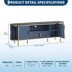 Mueble de TV de cuatro puertas de MDF con patrón de ondas redondas, centro de entretenimiento de lujo grande de 70 pulgadas, estantes ajustables