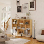 Estantería de almacenamiento de 10 cubos, organizador de almacenamiento de cubos de madera, estantería de madera de 3 niveles para sala de estar/oficina, vitrina, cubos de almacenamiento para decoración del hogar