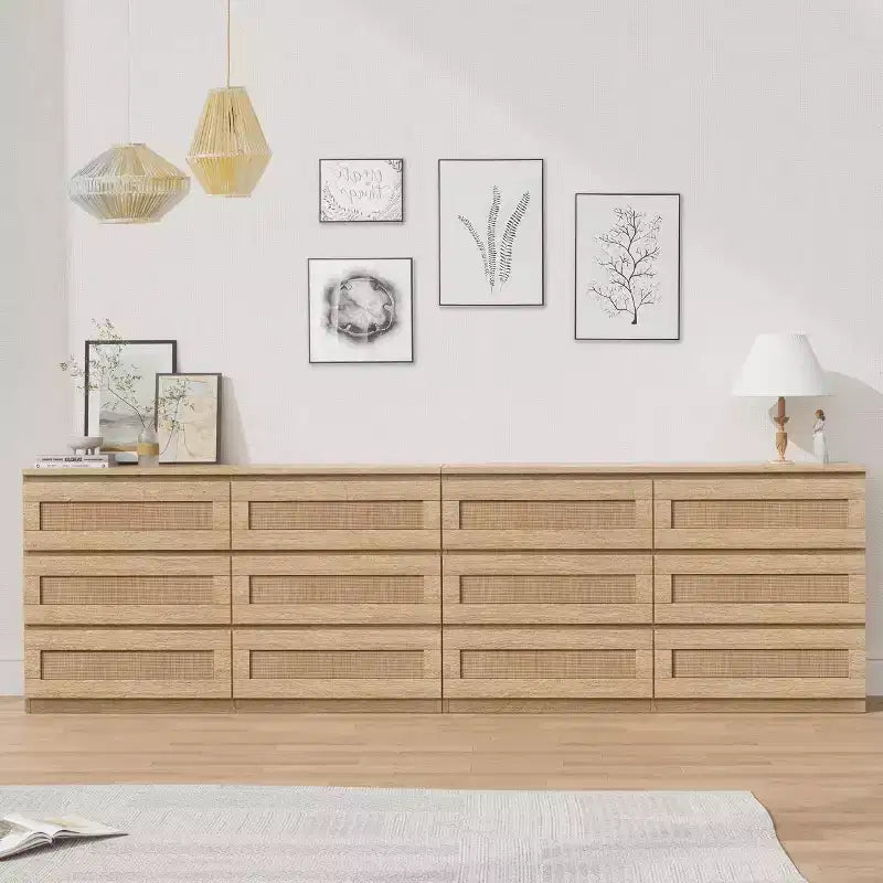 Cómoda de ratán Acekool con 6 cajones, armario de almacenamiento delgado para dormitorio, sala de estar, recibidor