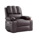 Sillón Reclinable de Masaje para Adultos, Mecedora Giratoria con Calefacción, Cuero PU, Control Remoto, Portavasos, Bolsillo Lateral, Sillón Reclinable Ancho para Sala de Estar, Dormitorio