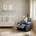 Sillón Reclinable de Masaje para Adultos, Mecedora Giratoria con Calefacción, Cuero PU, Control Remoto, Portavasos, Bolsillo Lateral, Sillón Reclinable Ancho para Sala de Estar, Dormitorio