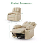 Sillón Reclinable de Masaje para Adultos, Mecedora Giratoria con Calefacción, Cuero PU, Control Remoto, Portavasos, Bolsillo Lateral, Sillón Reclinable Ancho para Sala de Estar, Dormitorio