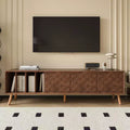 Clihome 70 Mid-Century Modern TV Stand, Media Console Table for TVs up to 80'', Entertainment Center with 5 Solid Wood Legs for Living Room
