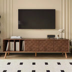 Clihome 70 Mid-Century Modern TV Stand, Media Console Table for TVs up to 80'', Entertainment Center with 5 Solid Wood Legs for Living Room