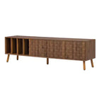 Mueble de TV Clihome de 70 pulgadas, estilo moderno de mediados de siglo, mesa consola multimedia para televisores de hasta 80 pulgadas, centro de entretenimiento con 5 patas de madera maciza para sala de estar