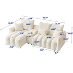 MAYEERTY Sofá esquinero de tela de piel sintética de alta calidad, 92 pulgadas, con mesa de centro y consola central para sala de estar y apartamentos, color blanco