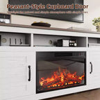 Mueble para TV con chimenea de 63 pulgadas, centro de entretenimiento con chimenea, mueble para TV de estilo rústico con puertas de armario, para sala de estar, dormitorio