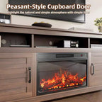 Mueble para TV con chimenea de 63 pulgadas, centro de entretenimiento con chimenea, mueble para TV de estilo rústico con puertas de armario, para sala de estar, dormitorio
