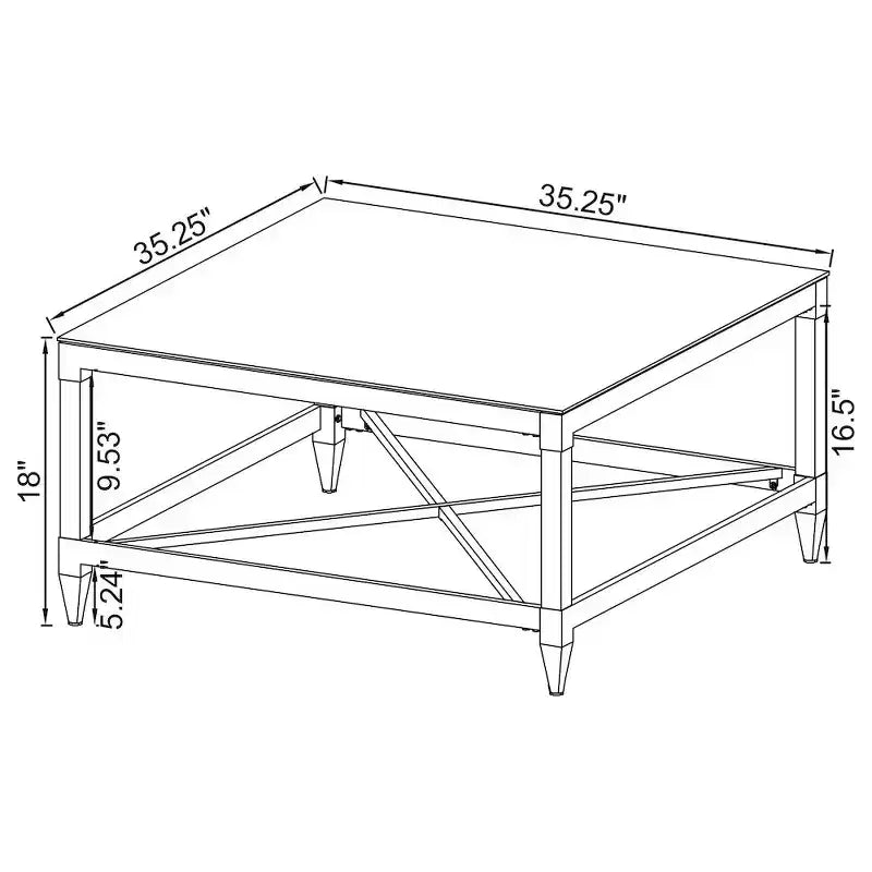 Posavasos, mesa de café cuadrada de acrílico templado con espejo Lindley