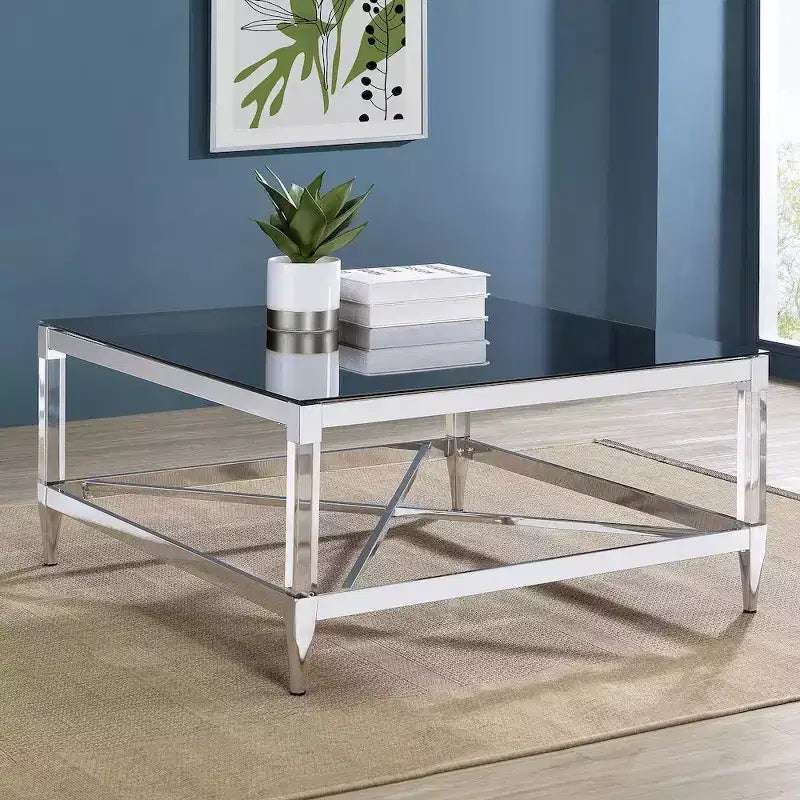 Posavasos, mesa de café cuadrada de acrílico templado con espejo Lindley