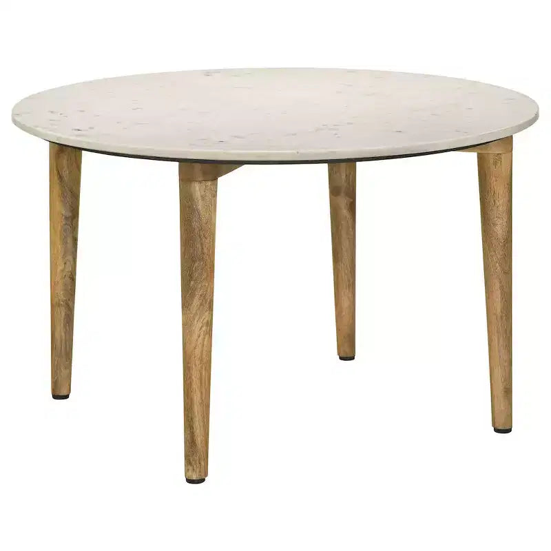 Coaster,Aldis Round Marble Top Coffee Table White and