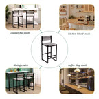 TUYOHW Taburetes de Bar Modernos de Cuerda de Papel Tejida, Juego de 2, Sillas de Bar de Altura de Mostrador con Estructura Metálica y Reposapiés, Sillas de Comedor para Cocina, Bar del Hogar