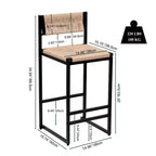 TUYOHW Taburetes de Bar Modernos de Cuerda de Papel Tejida, Juego de 2, Sillas de Bar de Altura de Mostrador con Estructura Metálica y Reposapiés, Sillas de Comedor para Cocina, Bar del Hogar