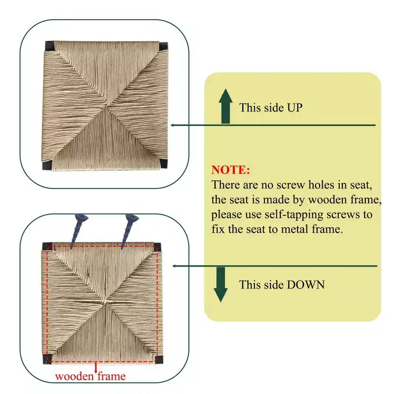 TUYOHW Taburetes de Bar Modernos de Cuerda de Papel Tejida, Juego de 2, Sillas de Bar de Altura de Mostrador con Estructura Metálica y Reposapiés, Sillas de Comedor para Cocina, Bar del Hogar