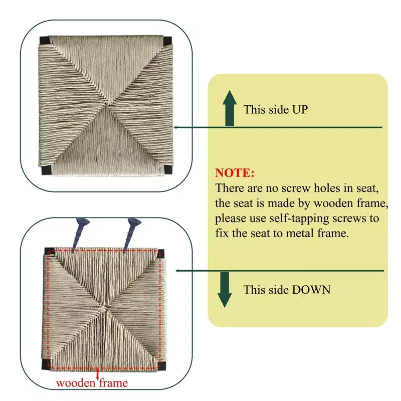 TUYOHW Taburetes de Bar Modernos de Cuerda de Papel Tejida, Juego de 2, Sillas de Bar de Altura de Mostrador con Estructura Metálica y Reposapiés, Sillas de Comedor para Cocina, Bar del Hogar