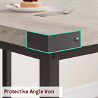 Juego de mesa de comedor de 3 piezas para 4-6 personas, mesa de cocina extensible de 160 cm y juego de bancos con estructura de metal, 2 bancos tapizados, gris retro