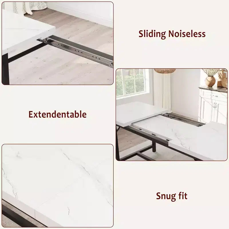 Juego de mesa de comedor de 3 piezas para 4-6 personas, mesa de cocina extensible de 160 cm y juego de bancos con estructura de metal, 2 bancos tapizados, gris retro