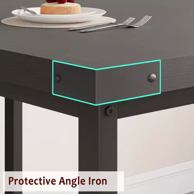 Juego de mesa de comedor de 3 piezas para 4-6 personas, mesa de cocina extensible de 160 cm y juego de bancos con estructura de metal, 2 bancos tapizados, gris retro