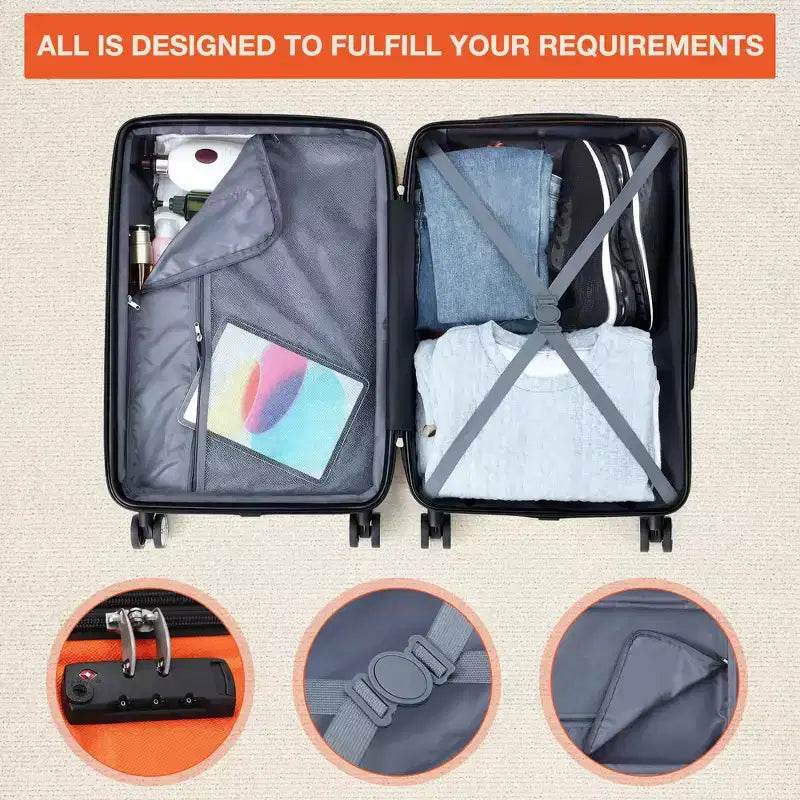 Maleta de cabina rígida expandible de 24 pulgadas con ruedas giratorias, maleta de cabina rígida con cerradura TSA, maleta rígida ligera