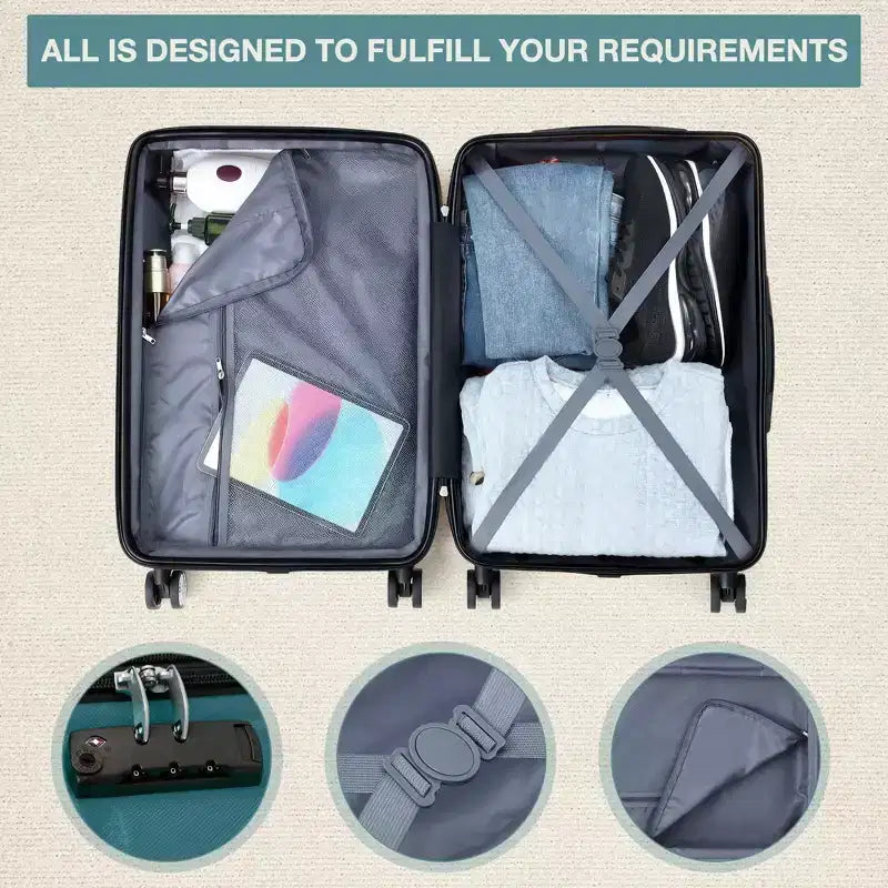 Maleta de cabina rígida expandible de 24 pulgadas con ruedas giratorias, maleta de cabina rígida con cerradura TSA, maleta rígida ligera