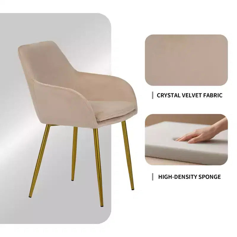 GDFStudio Vesper Sillas de comedor modernas tapizadas en terciopelo con patas de metal dorado (juego de 2)