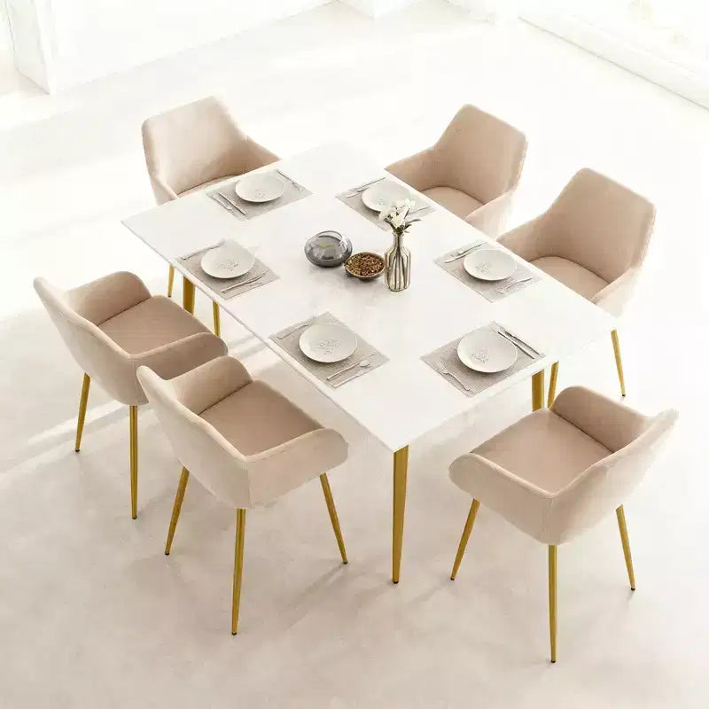 GDFStudio Vesper Sillas de comedor modernas tapizadas en terciopelo con patas de metal dorado (juego de 2)