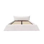 Cama de plataforma tapizada tamaño King Whisen, armazón de cama de metal y madera maciza con cabecera de terciopelo con forma especial