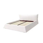 Cama de plataforma tapizada tamaño King Whisen, armazón de cama de metal y madera maciza con cabecera de terciopelo con forma especial