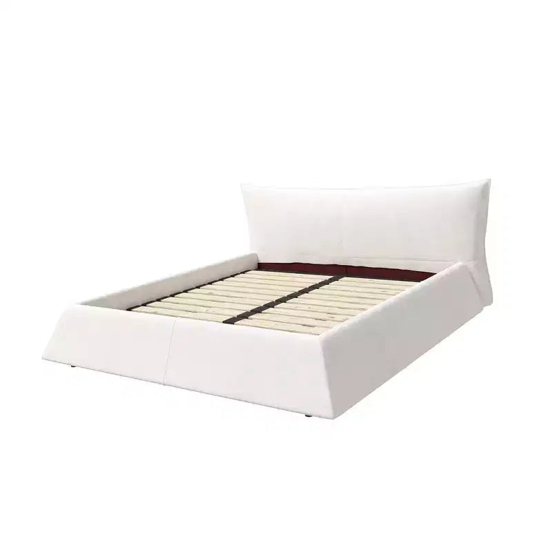 Cama de plataforma tapizada tamaño King Whisen, armazón de cama de metal y madera maciza con cabecera de terciopelo con forma especial