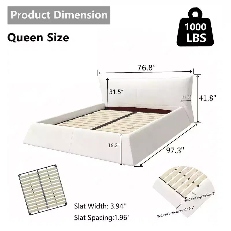 Cama de plataforma tapizada tamaño King Whisen, armazón de cama de metal y madera maciza con cabecera de terciopelo con forma especial