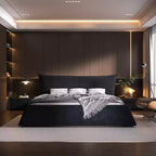 Cama de plataforma tapizada tamaño King Whisen, armazón de cama de metal y madera maciza con cabecera de terciopelo con forma especial