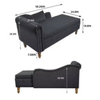 MAYEERTY Tumbona de terciopelo, almohada de almacenamiento, ribete de tachuelas, brazo enrollado, sala de estar, dormitorio, oficina, beige