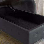 MAYEERTY Tumbona de terciopelo, almohada de almacenamiento, ribete de tachuelas, brazo enrollado, sala de estar, dormitorio, oficina, beige