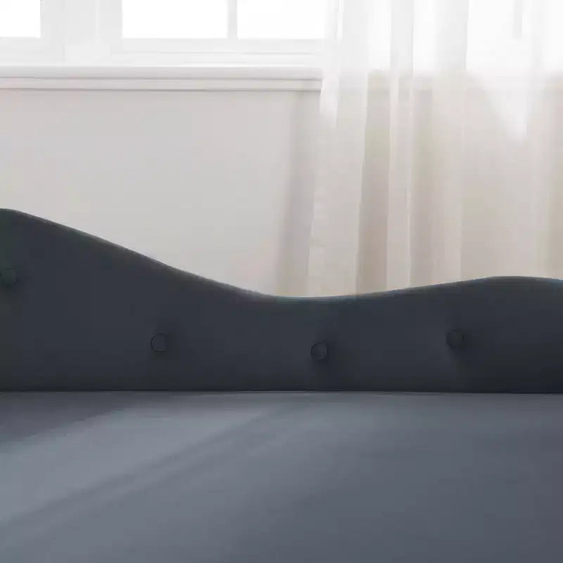 MAYEERTY Tumbona de terciopelo, almohada de almacenamiento, ribete de tachuelas, brazo enrollado, sala de estar, dormitorio, oficina, beige