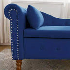 MAYEERTY Tumbona de terciopelo, almohada de almacenamiento, ribete de tachuelas, brazo enrollado, sala de estar, dormitorio, oficina, beige